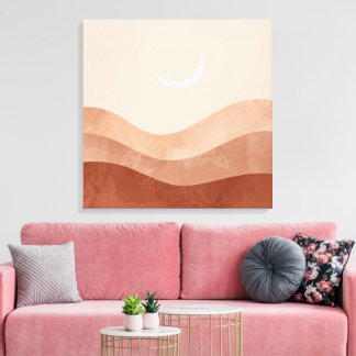 Moon and Desert Minimalist Boho Wall Art