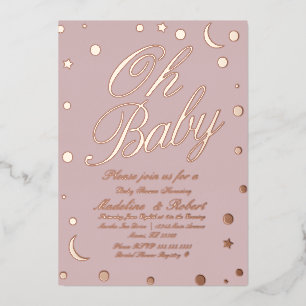Moon and Dots Confetti Baby Shower Pink Pressed
