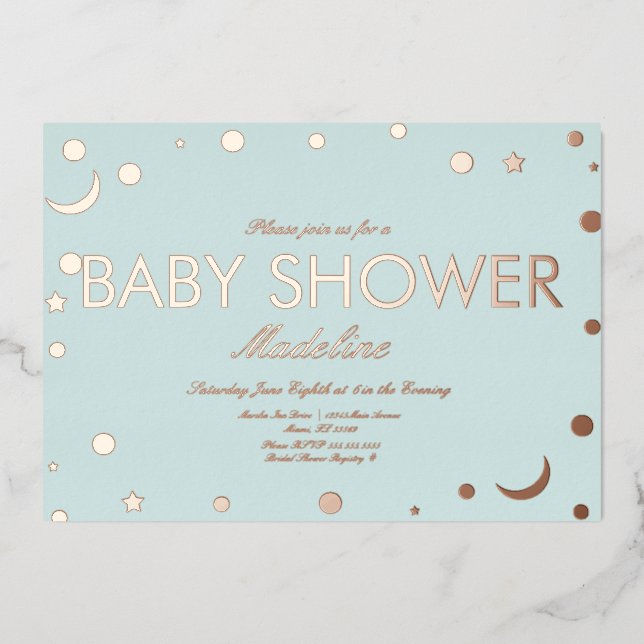 Moon and Dots Confetti Baby Shower Pressed (Front)