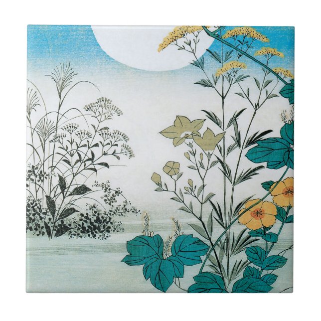 Moon and Flowers Tile (Front)