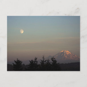 Moon and Mount Ranier at Postcard