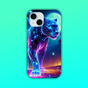 Moon and Panther Holographic Neon Colourful   iPhone 15 Case