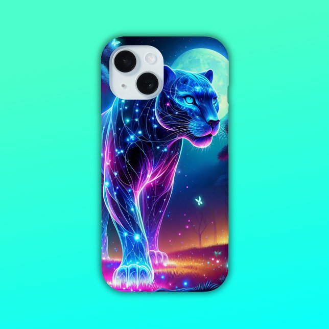 Moon and Panther Holographic Neon Colourful | Case-Mate iPhone Case (Creator Uploaded)