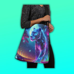 Moon and Panther Holographic Neon Colourful   Crossbody Bag