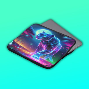 Moon and Panther Holographic Neon Colourful   Laptop Sleeve