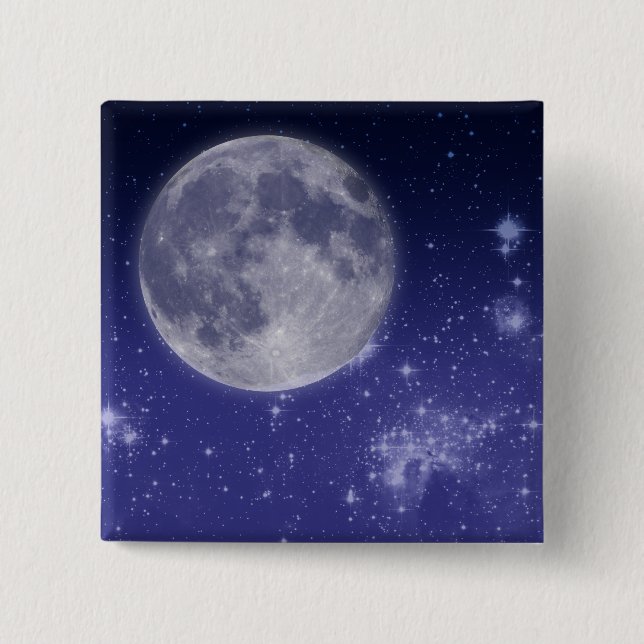 Moon and Shining Stars 15 Cm Square Badge (Front)