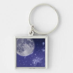 Moon and Shining Stars Key Ring