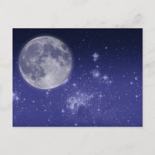 Moon and Shining Stars Postcard