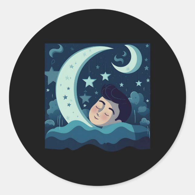 Moon And Sleep Classic Round Sticker (Front)