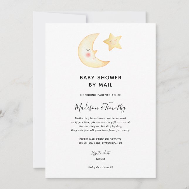 Moon and Star Baby Shower by Mail invitation (Front)