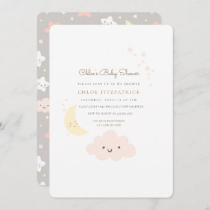 Moon and Star Baby Shower Invitation Pink