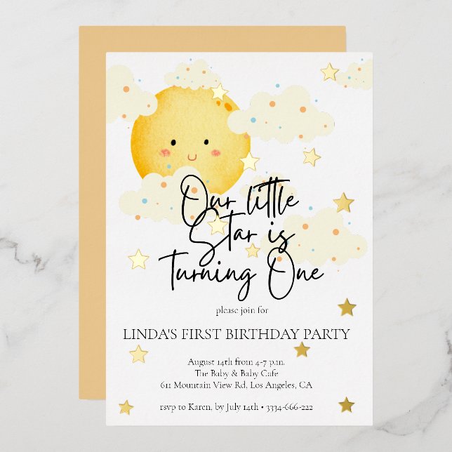 Moon and Stars 1st Birthday (Front/Back)