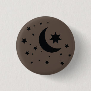 moon and stars 3 cm round badge