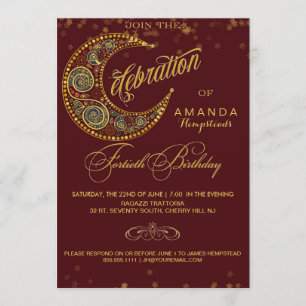 Moon and Stars 40th Birthday Party Invitation