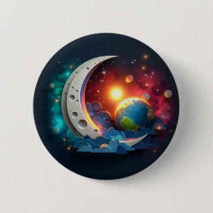 Moon and Stars 6 Cm Round Badge