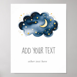 Moon and Stars Add Your Text Sign
