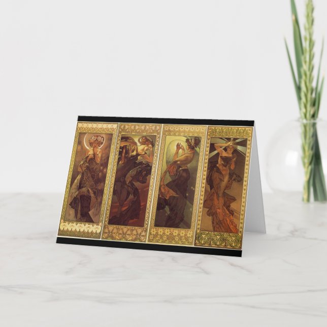 Moon and Stars - Alfons Mucha Card (Front)