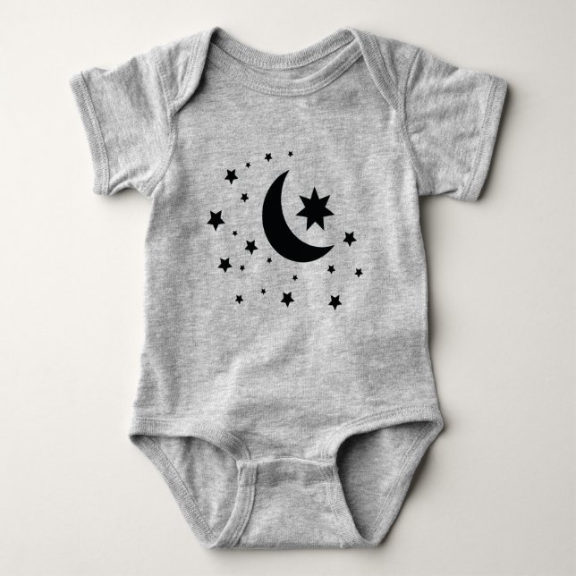moon and stars baby bodysuit (Front)