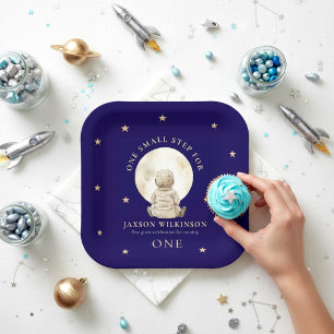 Moon and Stars Baby First Birthday Paper Plate