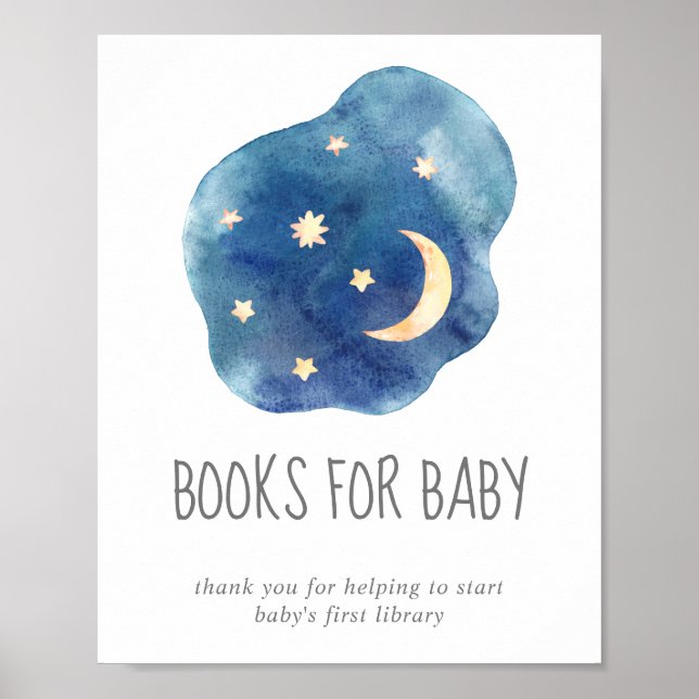 Moon and Stars Baby Shower Books for Baby Sign (Front)
