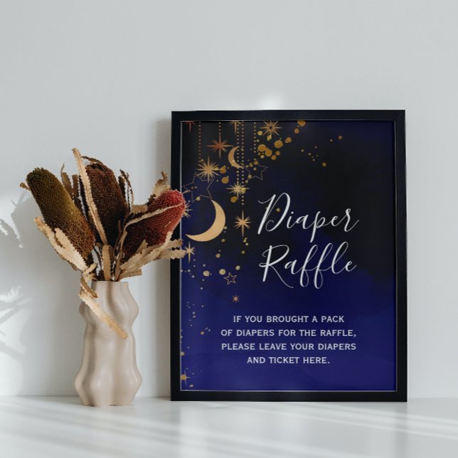 Moon and stars Baby Shower Diaper Raffle Sign (Creator Uploaded)