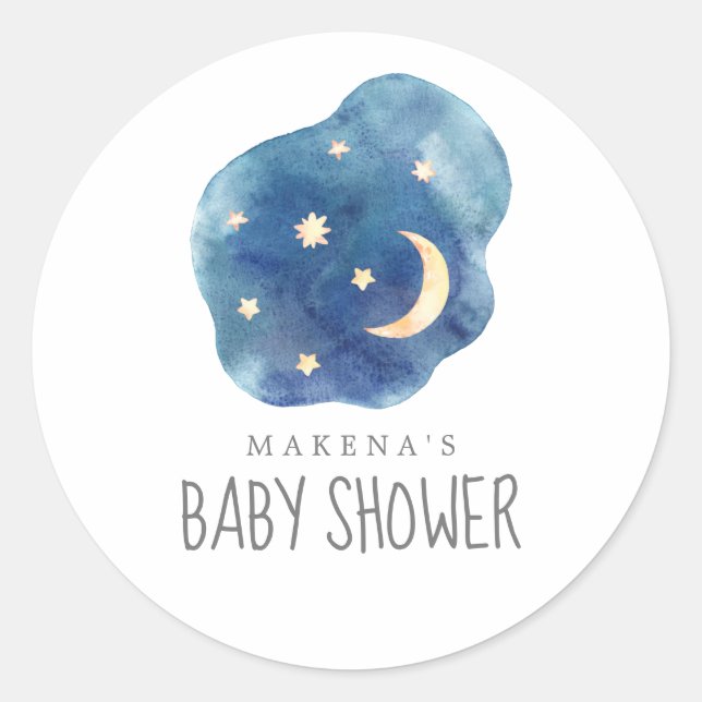 Moon and Stars Baby Shower Envelope Seals (Front)