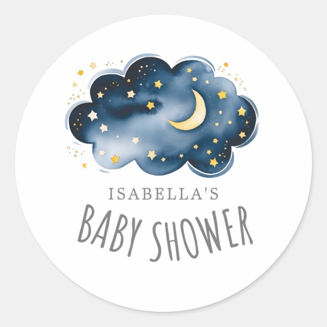 Moon and Stars Baby Shower Envelope Seals (Front)
