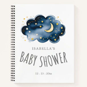 Moon and Stars Baby Shower Gift List Notebook