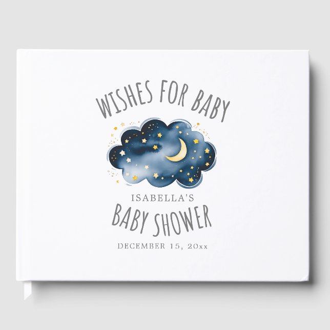 Moon and Stars Baby Shower Guest book (Front)