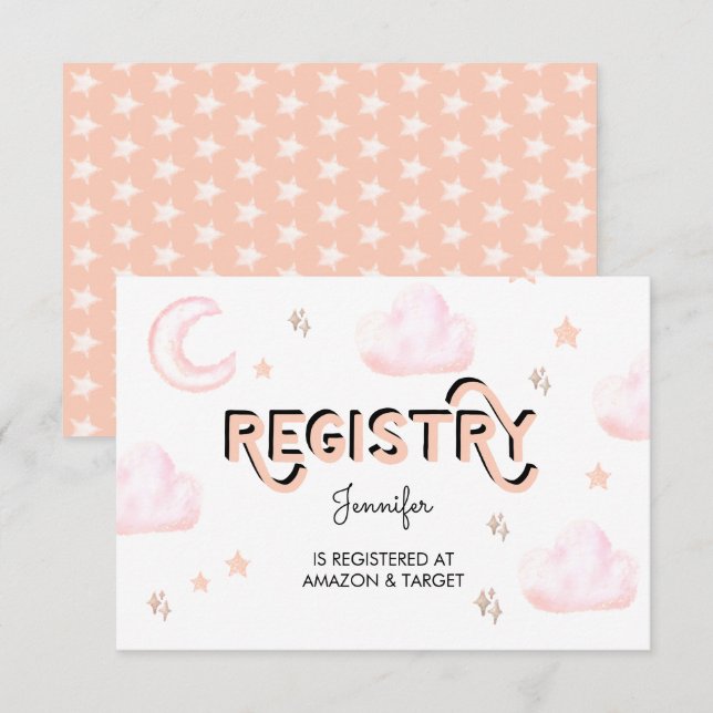 Moon and Stars | Baby Shower Insert Enclosure Card (Front/Back)