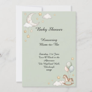 Moon And Stars Baby Shower Invitation