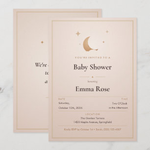 Moon and Stars Baby Shower Invitation, Blush