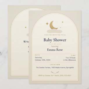 Moon and Stars Baby Shower Invitation, Cream Story