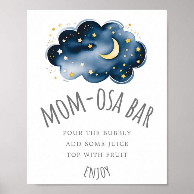Moon and Stars Baby Shower Mum-osa Bar Sign (Front)