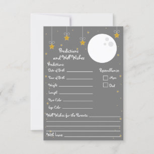 Moon and Stars Baby Shower Predictions & Well Wish Invitation