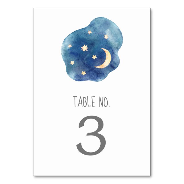 Moon and Stars Baby Shower Table Number (Front)