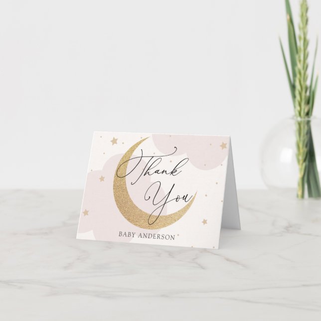 Moon and Stars Baby Shower Thank You Card (Front)