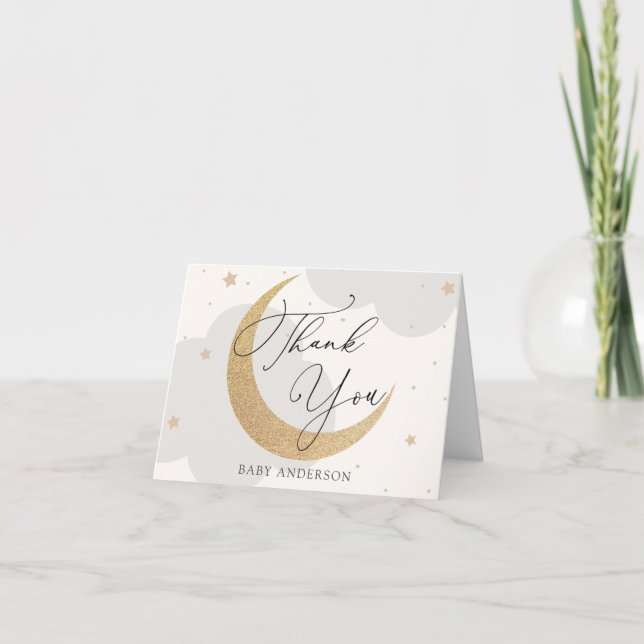 Moon and Stars Baby Shower Thank You Card (Front)