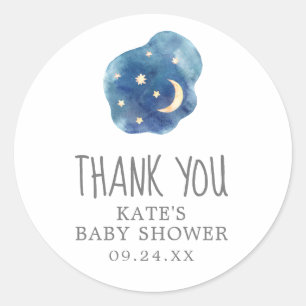 Moon and Stars Baby Shower Thank You Favour Sticke Classic Round Sticker