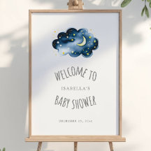 Moon and Stars Baby Shower Welcome Poster
