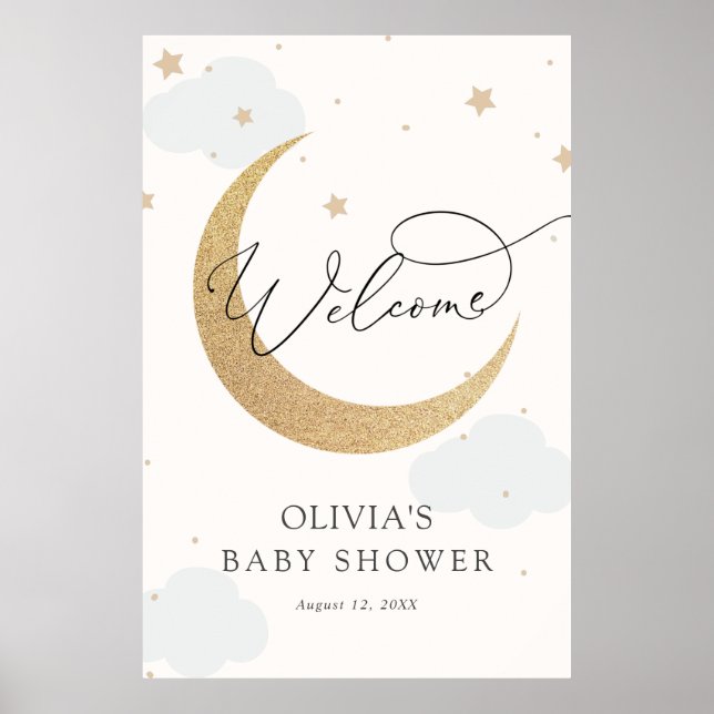 Moon and Stars Baby Shower Welcome Sign (Front)