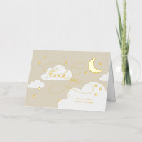 Moon and Stars Beige Script Baby Thank You