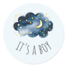 Moon and Stars Blue It's A Boy Baby Shower