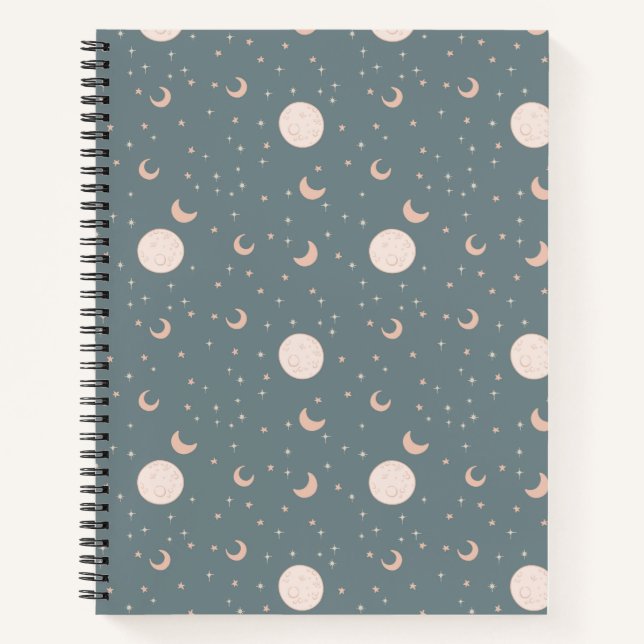 Moon and stars - blue notebook (Front)
