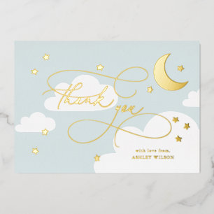 Moon and Stars Blue Script Baby Thank You