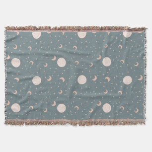 Moon and stars - blue throw blanket