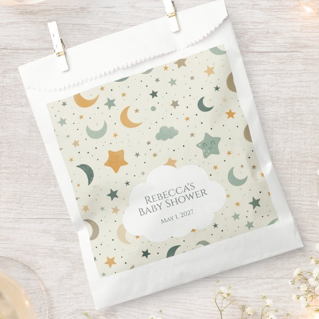 Moon and Stars Boho Baby Adoption Shower Favour Bags (Boho moon and stars baby shower personalized baby shower guest favor bag)