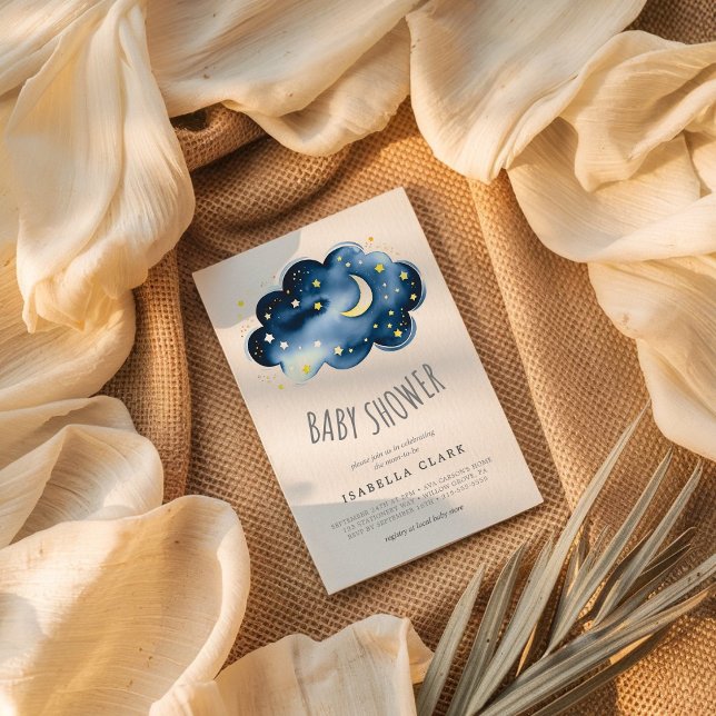 Moon and Stars Boy Baby Shower Invitation (Creator Uploaded)