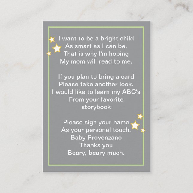 Moon and Stars Bring a Book Card (Front)