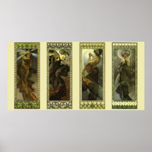 Moon and Stars by Alphonse Mucha Poster